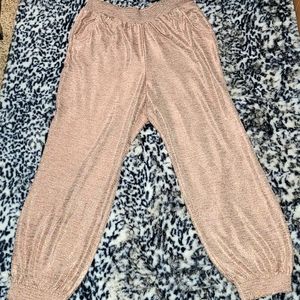 Anthropologie Gillian Shimmer Joggers Pink/Rose NWT L